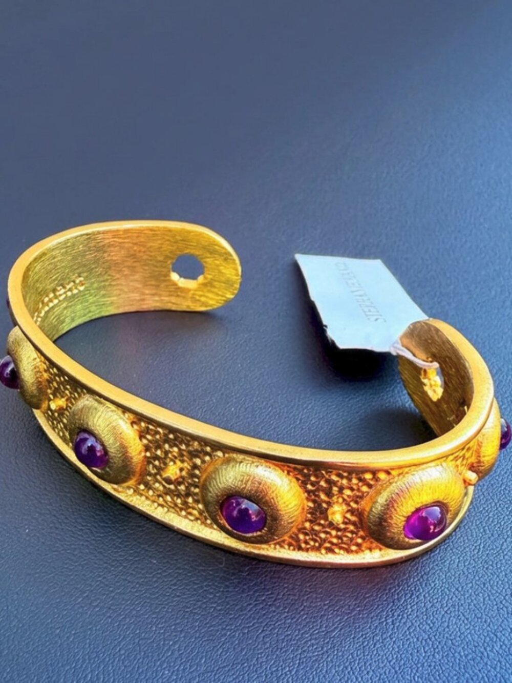 Stephanie Kantis Gold Balance Cuff Bracelet with Amethyst NWT